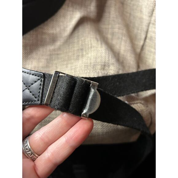 STATE Bags Roll Top Backpack – Gray with Leather Trim Map Print Lining - Picture 4 of 7